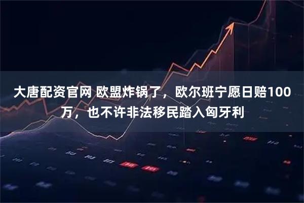 大唐配资官网 欧盟炸锅了，欧尔班宁愿日赔100万，也不许非法移民踏入匈牙利