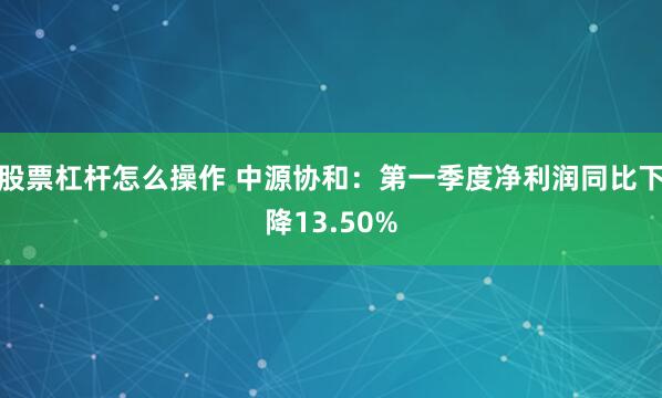 股票杠杆怎么操作 中源协和：第一季度净利润同比下降13.50%